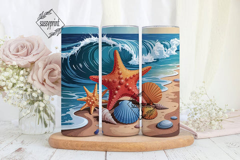Beach Starfish & Seashells 20oz Tumbler Sublimation sassyprint 