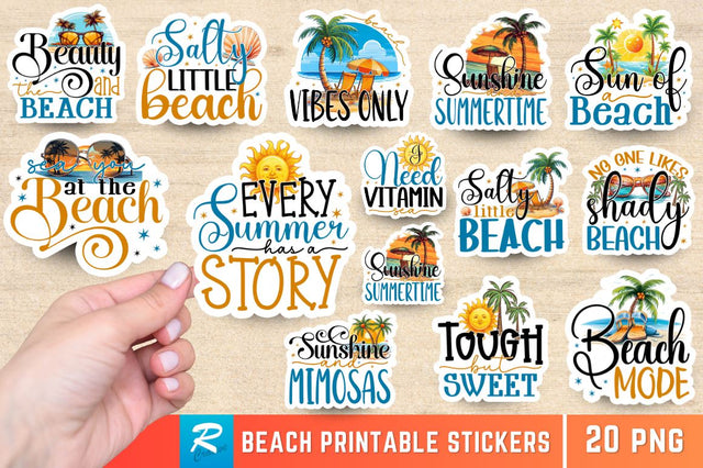 Beach Sticker Bundle Sublimation Regulrcrative 