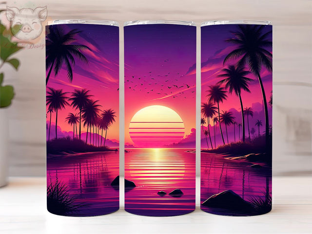 Beach Summer 20oz Tumbler Png, Straight & Tapered Tumbler Png, Sunset Tumbler Png, Digital Download PNG Sublimation Lara' s Designs 