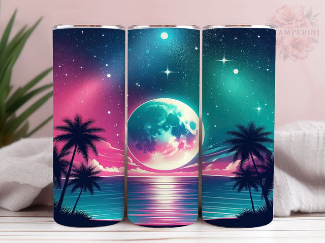 Beach Summer 20oz Tumbler Wrap PNG, Moon Summer Tumbler Png, Straight & Tapered Tumbler Wrap, Instant Digital Download Sublimation Li Zamperini 