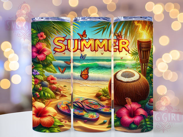 Beach Summer 20oz Tumbler Wrap Sublimation Design, Straight Tapered Tumbler Wrap, Summer Vacation Tumbler Png, Instant Digital Download Sublimation SvggirlplusArt 