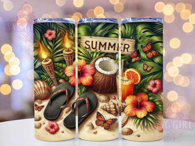 Beach Summer 20oz Tumbler Wrap Sublimation Design, Straight Tapered Tumbler Wrap, Summer Vacation Tumbler Png, Instant Digital Download Sublimation SvggirlplusArt 