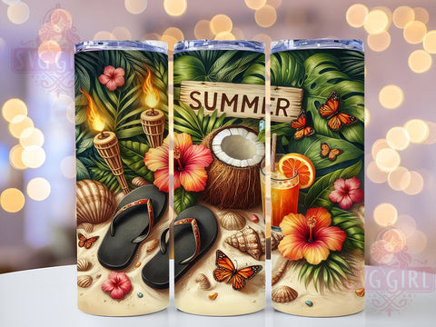 Beach Summer 20oz Tumbler Wrap Sublimation Design, Straight Tapered Tumbler Wrap, Summer Vacation Tumbler Png, Instant Digital Download Sublimation SvggirlplusArt 