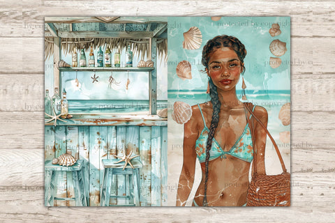 Beach Summer Junk Journal Paper | Tropical Printable SVG GlamArtZhanna 