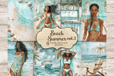 Beach Summer Junk Journal Paper | Tropical Printable SVG GlamArtZhanna 