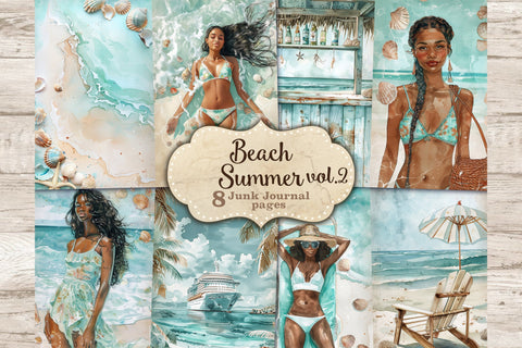 Beach Summer Junk Journal Paper | Tropical Printable SVG GlamArtZhanna 
