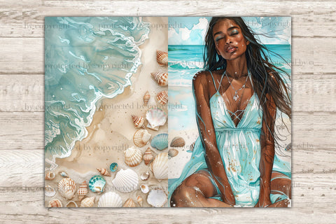 Beach Summer Junk Journal Paper | Tropical Printable SVG GlamArtZhanna 