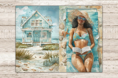 Beach Summer Junk Journal Paper | Tropical Printable SVG GlamArtZhanna 