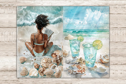 Beach Summer Junk Journal Paper | Tropical Printable SVG GlamArtZhanna 