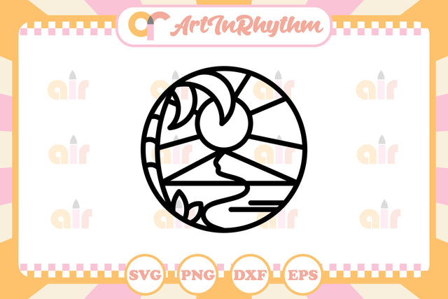Beach Summer Line Art Logo SVG Artinrhythm shop 