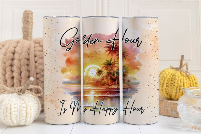 Beach Summer Sunset Tumbler Wrap 20oz Skinny Tumbler Sublimation Design Templates Straight PNG Digital Download Seamless PNG Sublimation BouDesign 