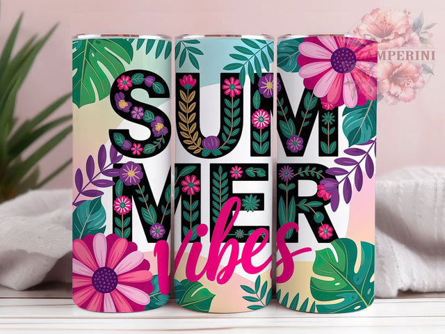 Beach Summer Tropical Vibes 20oz Tumbler Wrap, Summer Vibes, Tropical Design, Vibrant Colors, Single Canvas, 20oz Tumbler Wrap, Sublimation PNG Sublimation Li Zamperini 