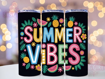 Beach Summer Vibes Fun 20oz Tumbler, Tropical Coastal Design, Bright Ocean Illustration, Sublimation Tumbler Wrap, 20oz Tumbler, Fun Summer Gift, Cheerful Beach Style Sublimation SvggirlplusArt 