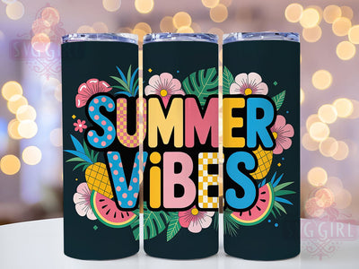 Beach Summer Vibes Fun 20oz Tumbler, Tropical Coastal Design, Bright Ocean Illustration, Sublimation Tumbler Wrap, 20oz Tumbler, Fun Summer Gift, Cheerful Beach Style Sublimation SvggirlplusArt 