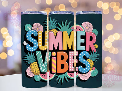 Beach Summer Vibes Fun 20oz Tumbler, Tropical Coastal Design, Bright Ocean Illustration, Sublimation Tumbler Wrap, 20oz Tumbler, Fun Summer Gift, Cheerful Beach Style Sublimation SvggirlplusArt 