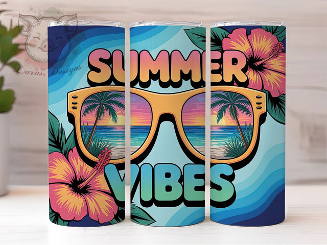Beach Sunglasses Vibes 20oz Tumbler Wrap, Summer Vibes Sublimation, Coastal Vacation PNG, 20oz Tumbler Wrap, Tropical Lifestyle Design, Ocean Beach Sublimation, Seaside Summer Wrap Sublimation Lara' s Designs 