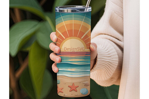 Beach Sunrise Sunset 20oz Tumbler Wrap Sublimation DesignSVG 