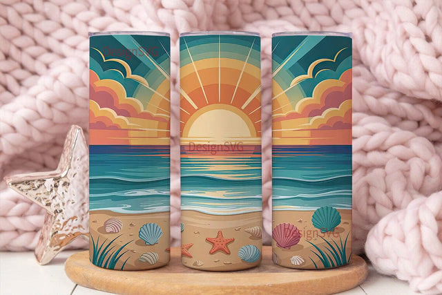 Beach Sunrise Sunset 20oz Tumbler Wrap Sublimation DesignSVG 