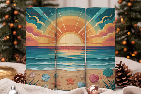Beach Sunrise Sunset 20oz Tumbler Wrap Sublimation DesignSVG 