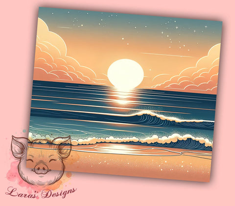 Beach Sunset 20oz Tumbler Png, Straight & Tapered Tumbler Png, Beach Tumbler Png, Digital Download PNG Sublimation Lara' s Designs 
