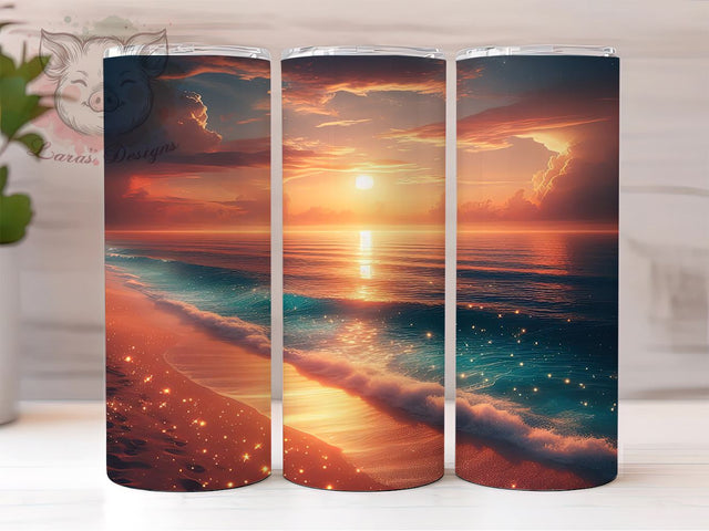 Beach Sunset 20oz Tumbler Png, Straight & Tapered Tumbler Png, Beach Tumbler Png, Digital Download PNG Sublimation Lara' s Designs 