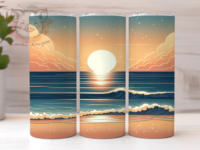 Beach Sunset 20oz Tumbler Png, Straight & Tapered Tumbler Png, Beach Tumbler Png, Digital Download PNG Sublimation Lara' s Designs 