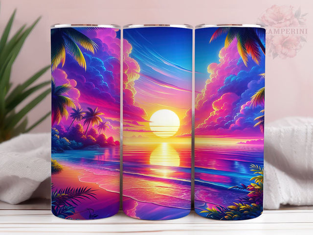 Beach Sunset 20oz Tumbler Wrap PNG, Ocean Sunset Tumbler Png, Straight & Tapered Tumbler Wrap, Instant Digital Download Sublimation Li Zamperini 