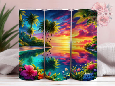 Beach Sunset 20oz Tumbler Wrap PNG, Ocean Sunset Tumbler Png, Straight & Tapered Tumbler Wrap, Instant Digital Download Sublimation Li Zamperini 