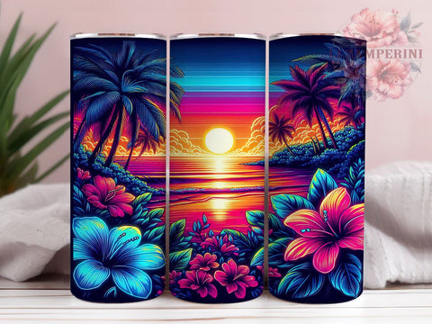 Beach Sunset 20oz Tumbler Wrap PNG, Ocean Sunset Tumbler Png, Straight & Tapered Tumbler Wrap, Instant Digital Download Sublimation Li Zamperini 