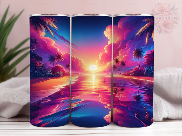 Beach Sunset 20oz Tumbler Wrap PNG, Ocean Sunset Tumbler Png, Straight & Tapered Tumbler Wrap, Instant Digital Download Sublimation Li Zamperini 