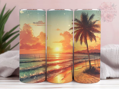 Beach Sunset 20oz Tumbler Wrap PNG, Straight & Tapered Tumbler Wrap, Summer Vibes & Sunset Beach Tumbler Png, Instant Digital Download Sublimation Li Zamperini 
