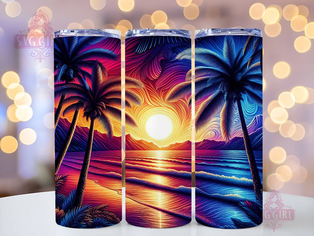 Beach Sunset 20oz Tumbler Wrap Sublimation Design, Straight Tapered Tumbler Wrap, Beach Tumbler Png, Instant Digital Download Sublimation SvggirlplusArt 
