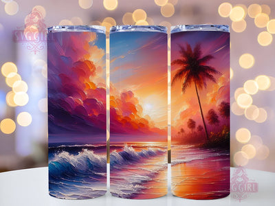 Beach Sunset 20oz Tumbler Wrap Sublimation Design, Straight Tapered Tumbler Wrap, Sunset Ocean Tumbler Png, Instant Digital Download Sublimation SvggirlplusArt 