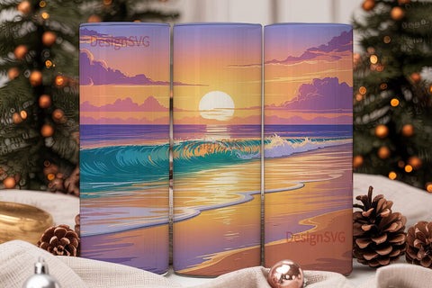 Beach Sunset 20oz Tumbler Wrap Sublimation DesignSVG 