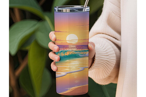 Beach Sunset 20oz Tumbler Wrap Sublimation DesignSVG 