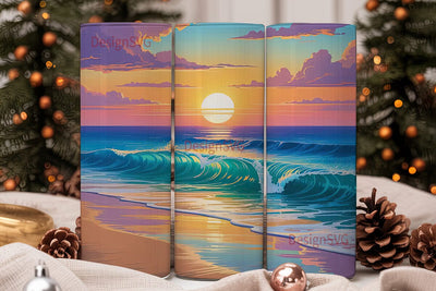 Beach Sunset 20oz Tumbler Wrap Sublimation DesignSVG 