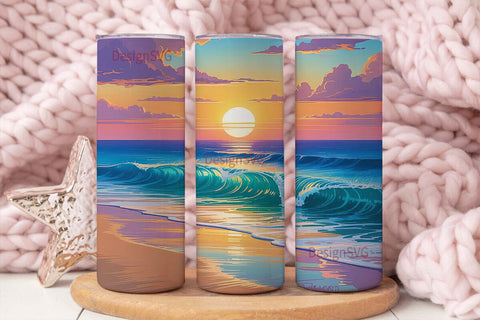 Beach Sunset 20oz Tumbler Wrap Sublimation DesignSVG 