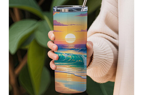 Beach Sunset 20oz Tumbler Wrap Sublimation DesignSVG 