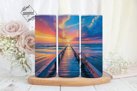 Beach Sunset 20oz Tumbler Wrap Sublimation sassyprint 