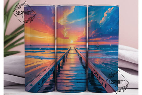 Beach Sunset 20oz Tumbler Wrap Sublimation sassyprint 