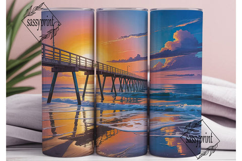Beach Sunset 20oz Tumbler Wrap Sublimation sassyprint 