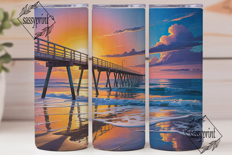 Beach Sunset 20oz Tumbler Wrap Sublimation sassyprint 