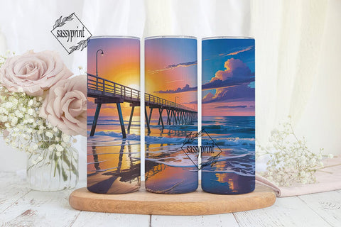 Beach Sunset 20oz Tumbler Wrap Sublimation sassyprint 