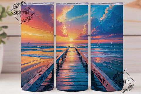 Beach Sunset 20oz Tumbler Wrap Sublimation sassyprint 