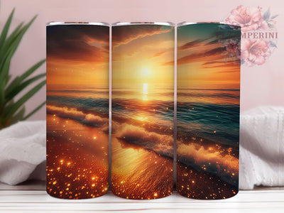 Beach Sunset Glitter 20oz Tumbler Wrap PNG, Beach Tumbler Png, Straight & Tapered Tumbler Wrap, Instant Digital Download Sublimation Li Zamperini 