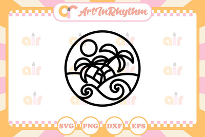 Beach Sunset Line Art Logo Svg SVG Artinrhythm shop 