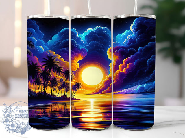 Beach Sunset Ocean 20oz Tumbler, 20oz Sublimation Wrap, Ocean Sunset Design, Tropical Beach Tumbler, Sunset Drinkware, Coastal Vibes Cup, Summer Beach Tumbler Sublimation ToriDesigns 
