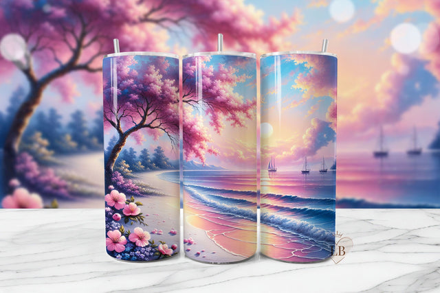 Beach Sunset Tumbler Wrap PNG Sublimation BijouBay 