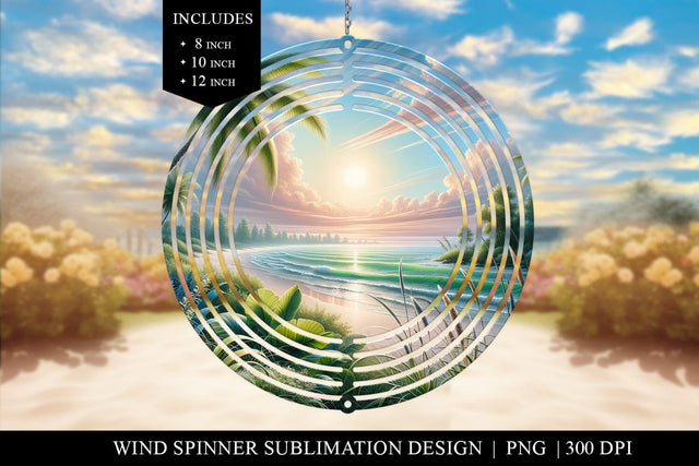 Beach Sunset Wind Spinner Sublimation Design, Sublimation BijouBay 