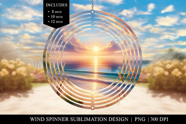 Beach Sunset Wind Spinner Sublimation Design Sublimation BijouBay 